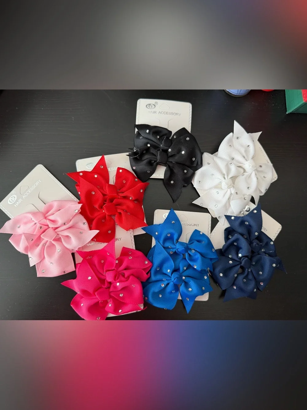 7 sets of little girl or baby bow Hair Clips - Multiple Colors